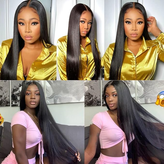 Kerriana Bundles Human Hair 4 Bundles 18 20 22 24 Inch Straight, Brazilian 100% Unprocessed Virgin Sew In Hair Bundles Human Hair For Black Women Natural Black Color
