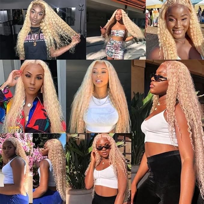 Blonde Bundles Human Hair 27/613 Kinky Curly Bundles 613 Human Hair Bundle 14 16 18 inch Two Tone 27 and 613 Bundle