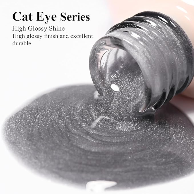 Imtiti 10ml Silver Cat Eye Gel Nail Polish Long Lasting Soak Off UV Led Gel Polish Salon DIY at Home with Magnetic Stick Gift for Women 1Pcs