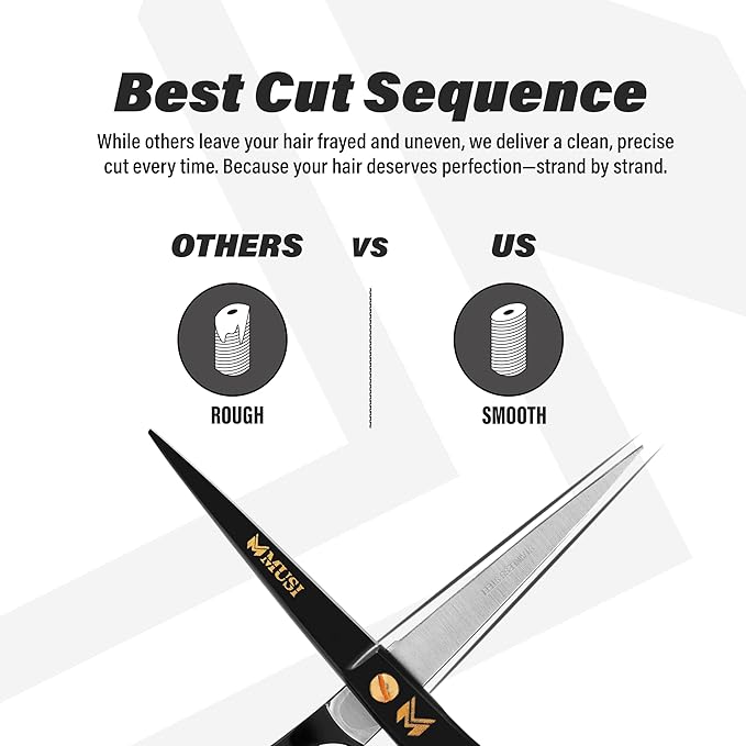Barber Hair Cutting Scissors 6.5" – 420 Japanese Standard Stainless Steel Hair Scissors – Premium Shears for Professional Haircut – Black Sharp Shears with Hair and Beard Comb