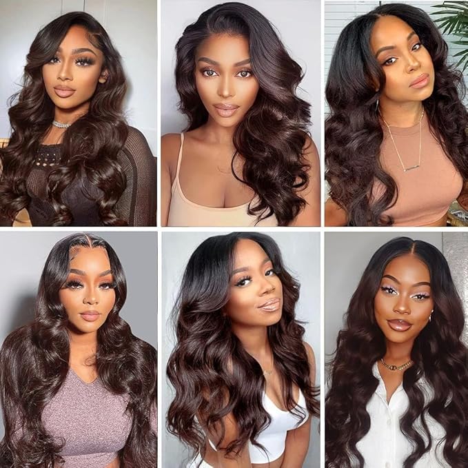 Ombre V Part Wig Human Hair Body Wave Brown Wig Upgrade U Part Human Hair Wig with Clips Glueless Wigs Human Hair Clip in Half Wigs No Leave Out Highlight Wig Human Hair 180% Density 28 inch