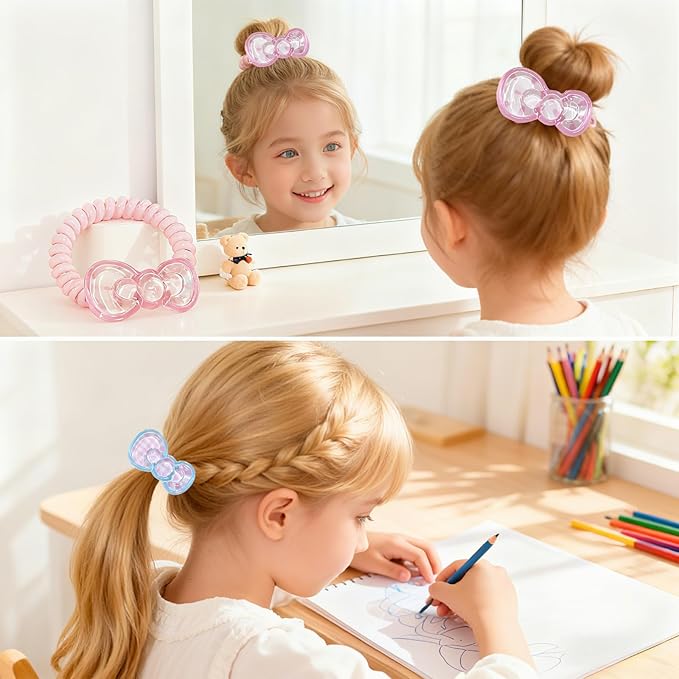 Pink Coquette Bow Hair Accessories Gift Set Includes Hair Clips,Hair Bow,Hair Ties,perfect for Christmas,Birthdays,Parties,Sleepovers & Makeovers