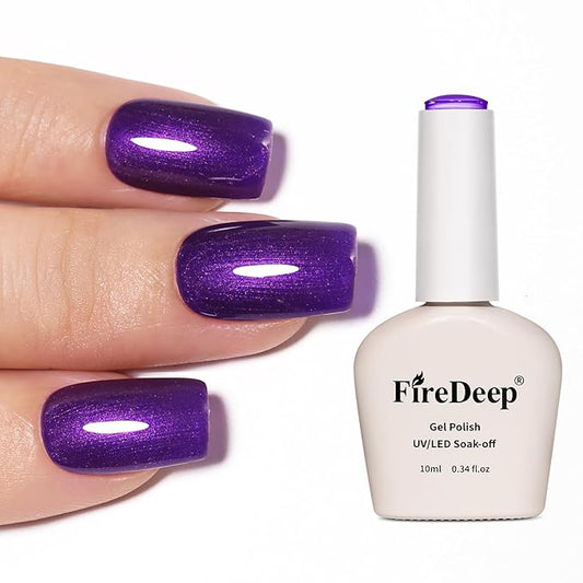Purple Gel Polish Glitter Hema Free 0.34 OZ Same Color Same Top Cover Metal Purple Reflective Sparkle UV Polish Fall Winter Manicure Art DIY