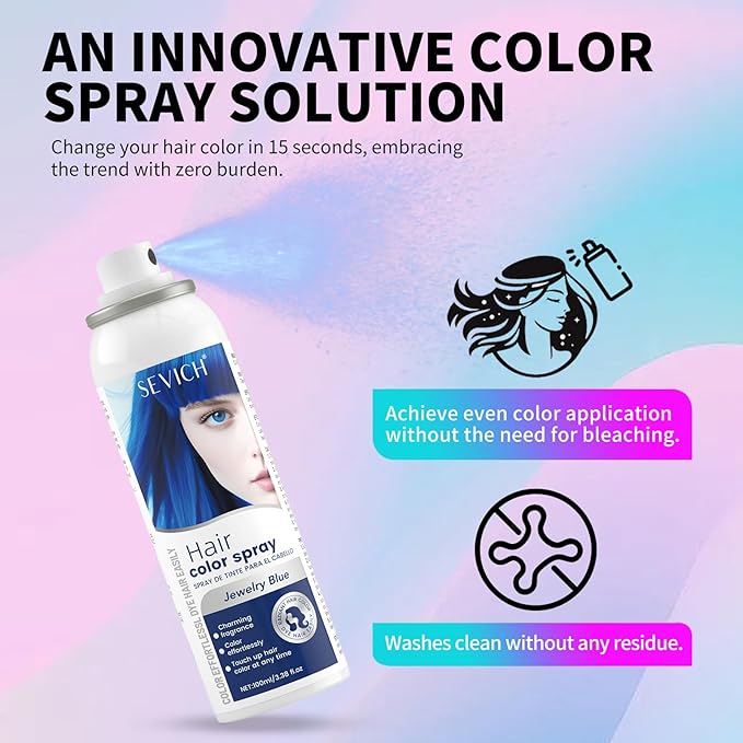 SEVICH Temporary Hair Color Spray Green, Instant Hair Color Application,Hair Dye for Men & Women, Natural Looking,Quick Drying, Non-Sticky, Long-Lasting No Fading, 100mL