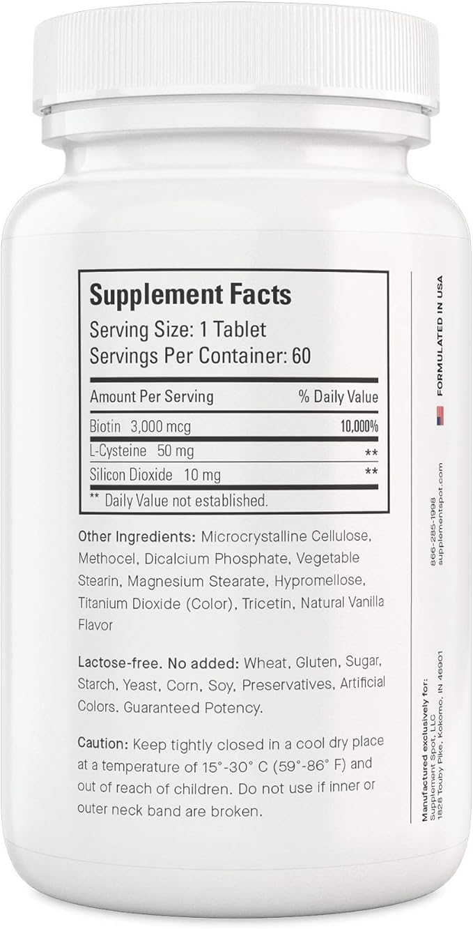 Maximum Nails Biotin Vitamins for Nails – Fast Nail Growth Treatment Formulated with Biotin, L-Cysteine & Silicon Dioxide - Nail Repair Strengthen and Growth Tablets (60 Count)