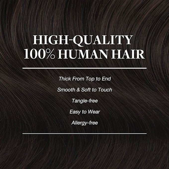 GOO GOO Clip in Hair Extensions Real Human Hair, Remy Human Hair Extensions Clip ins for Women, Natural Human Hair, 18inch 180g 7Pcs, #2 Dark Brown