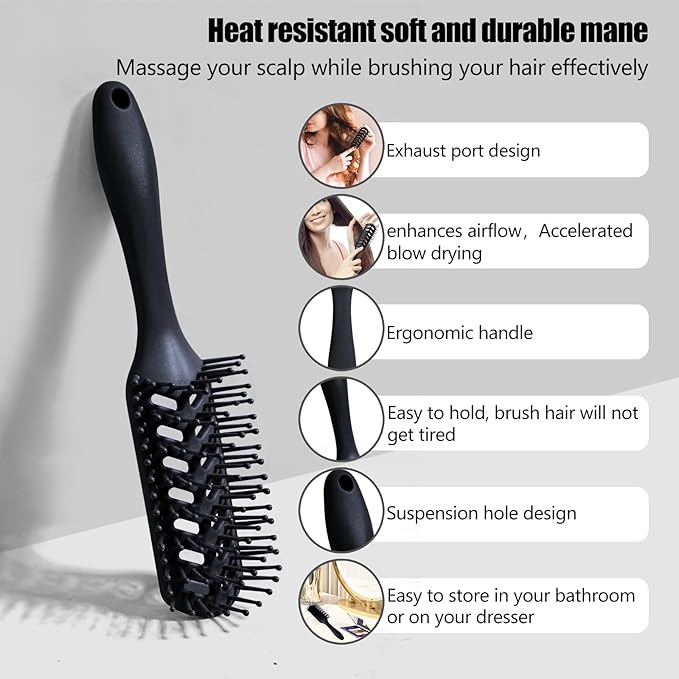 kuwa Curly Hair Brush,Detangling Brush for Black Natural Hair, Dry and Wet Vented Detangler Hair Brush for Women and Men,Reduces Breakage for All Hair Types