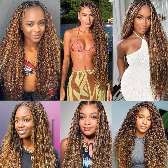 Freiuoke Honey Blonde Braiding Hair 24 24 24 Inch P4/27 Brown Deep Wave 3 Bundles 150g Highlight Blonde Human Braiding Hair Extensions