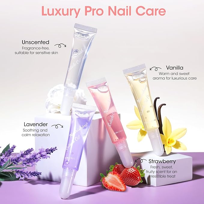 Gellen Cuticle Oil, Nourishing Nail Growth Oil Pen | Rich with Jojoba Oil & VE Soften Cuticles Strengthen Healthier-Looking Nails, Brush Applicator, Pro Care for Nails & Dry Hands, Strawberry Scent