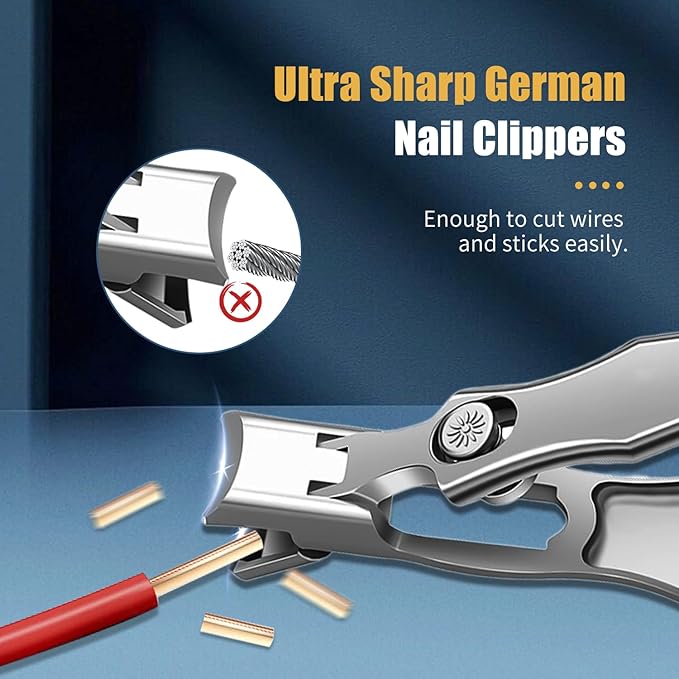 German Nail Clippers for Men, 2025 Upgraded Ultra Sharp Stainless Steel Nail Clippers for Thick Nails, The Luxurious Ultra Sharp Nail Clippers Set with Nail File for Seniors Men Women (Black)