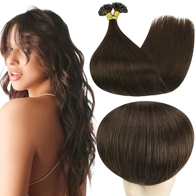 Full Shine U Tip Hair Extensions Human Hair Color 2 Dark Brown 14 Inch 40 Grams K Tip Hair Extensions Real Human Hair Fusion Extensions Straight Remy Hair
