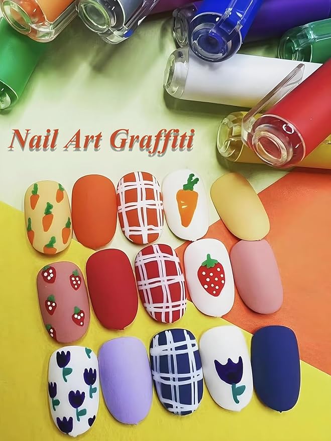 12 Colors Nail Art Pens, 3D Quick Dry Nail Point Graffiti Dotting Liner Pen Sets Nail Art Painted Pen Drawing Nail Design Kit for Nail DIY Decoration Christmas Gift