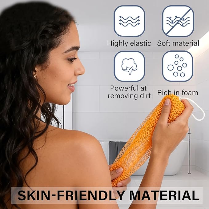 African Exfoliating Body Net Sponge, Ember and Root African Net Sponge, Exfoliating Towel, Gentle Exfoliation, Exfoliating Washcloth Face & Body Scrub Towel for All Skin Types (Green)