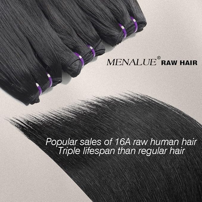 Human Hair Straight Bundles 14 16 18 20 Inch 100% Unprocessed Vietnamese Virgin Human Hair 16A Grade Straight Bundles Double Weft Raw Hair Extensions for Women Natural Color