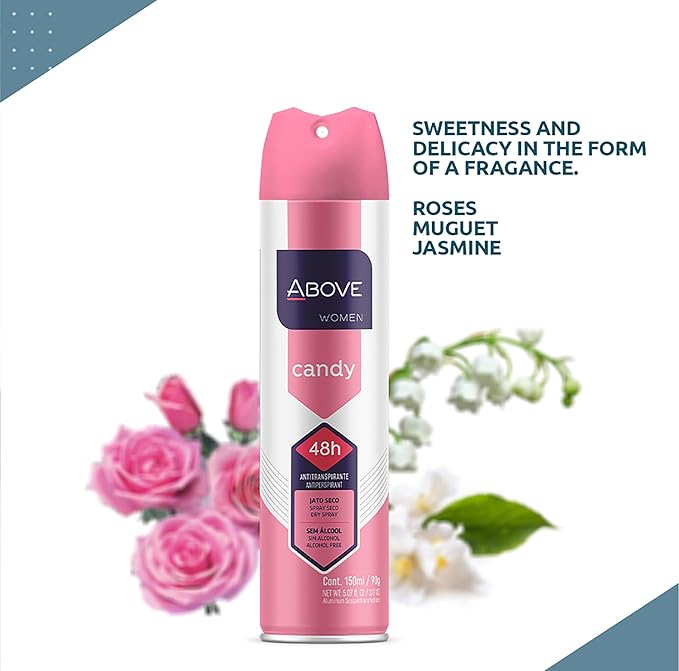 ABOVE 48 Hours Antiperspirant Deodorant, Candy, 3.17 oz - Dry Spray Deodorant for Women - Notes of Lime, Tangerine and Apricot - Antiperspirant Spray.