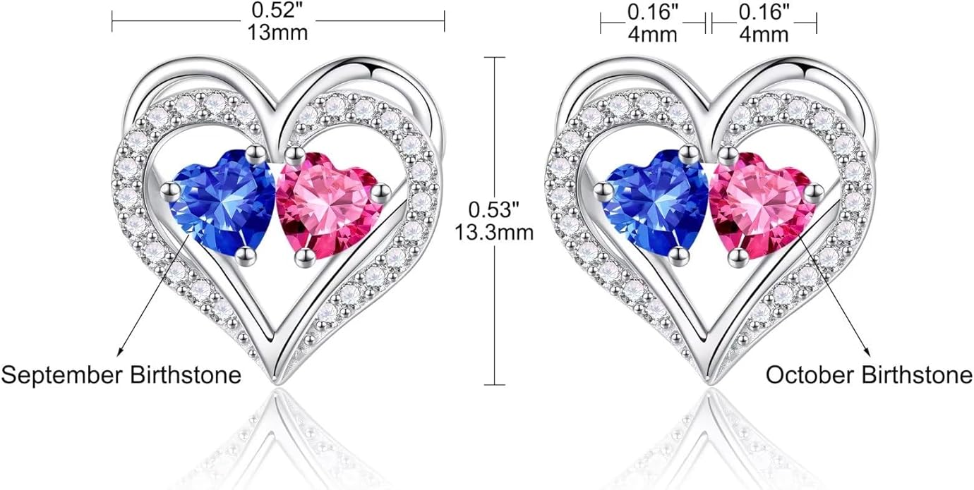 Iefil Christmas Gifts for Women Wife - 925 Sterling Silver Birthstone Earrings, Anniversary Birthday Gifts for Women Wife Girlfriend Mom