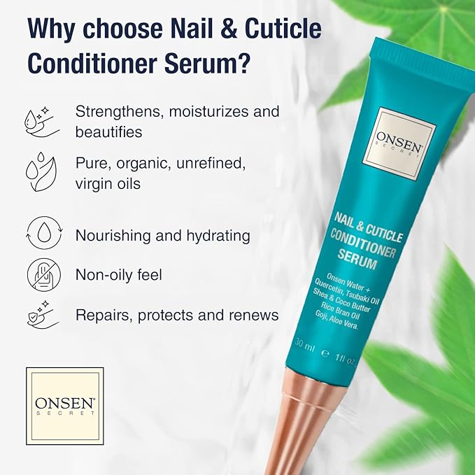 Onsen Secret Nail Reboot Duo - Treatment for Damaged Nails - Natural Nail Care & Cuticle Repair - Visible Results For Perfect Nails, Cuticle Conditioner Cream 30ml & Nail Reboot Oil 30ml