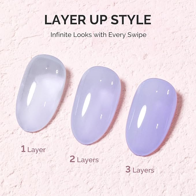 MelodySusie Jeweliver Gel Nail Polish, 0.5Fl Oz Light Purple Jelly Gel Polish Sheer Translucent Nude Soak Off UV LED Light Cure Spring Summer Colors Manicure Nail Art DIY at Home JM02