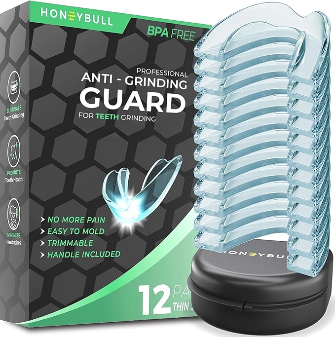 HONEYBULL Anti Grinding Guard Set [12 Pack - Thin] Comes in Smaller Size for Better Comfort | Comfortable Custom Mouth Guard for Nighttime Teeth Grinding