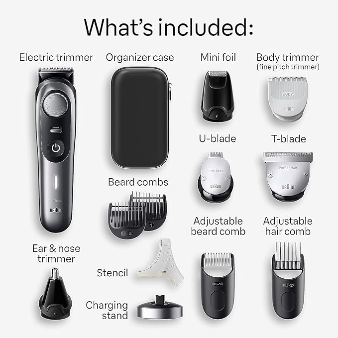 Braun Series 9 All-in-One Multi Grooming Kit for Men, 13-in-1 Beard Trimmer, Body Groomer, Hair Clipper and Manscaping for Face & Body, Holiday Gifts for Men, 9440