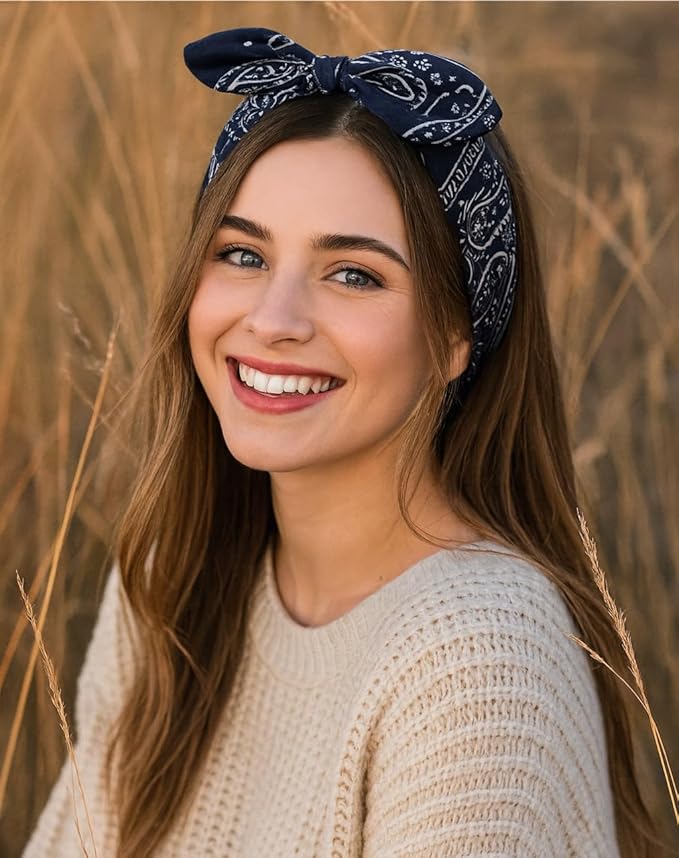 8 Pack Bandana Headband for Women, Bow Boho Hair Accessories, Head Scarf for Women's Hair