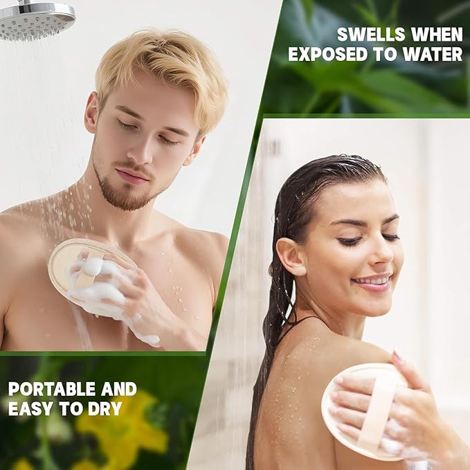 Exfoliating Natural Loofah Sponge Back Scrubber for Shower, Exfoliating Sponge for Shower, Bath Shower Scrubber for Men and Women