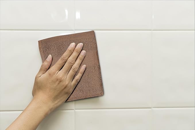Premium Wash Cloths Pack of 12 (13" x 13") 100% Ring Spun Cotton | Luxury Washcloths | Ultra Soft Face Towels | Highly Absorbent Wash Cloths for face (Taupe)