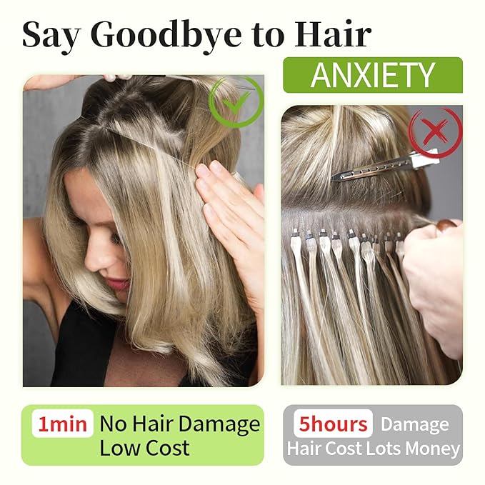 KooKaStyle Invisible Wire Hair Extensions with Transparent Headband Adjustable Size 4 Secure Clips Long Wavy Secret Wire Hairpiece 9H60A#Ash Brown/Platinum Blonde 20 Inch for Women
