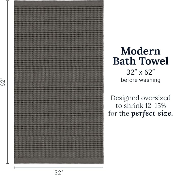 GILDEN TREE Waffle Towels for Bathroom Luxury 100% Cotton Bath Towels, Quick Dry Towel, Thin Super Absorbent Lint Free Shower Towels, Bath Towels Set of 2, Modern Style (Stone)