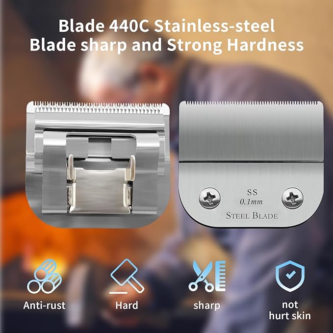 2 Packs Detachable Replacement Blades,Compatible with oster Classic 76/Star-Teq/Power-Teq/A5 Andis dog Clipper,Cut Length 1/150"(0.1mm),Model #64160
