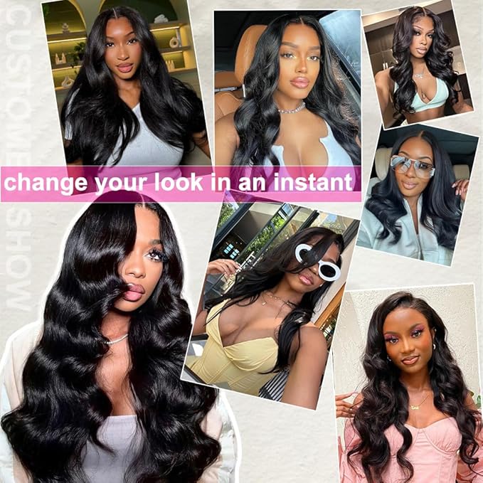 250% Density 6x4 Wear and Go Wig, 100% Human Hair, [2-year life, 250g], Body Wave Glueless Closure Wigs Human Hair Pre Plucked Pre Cut Middle Part, 26 Inch