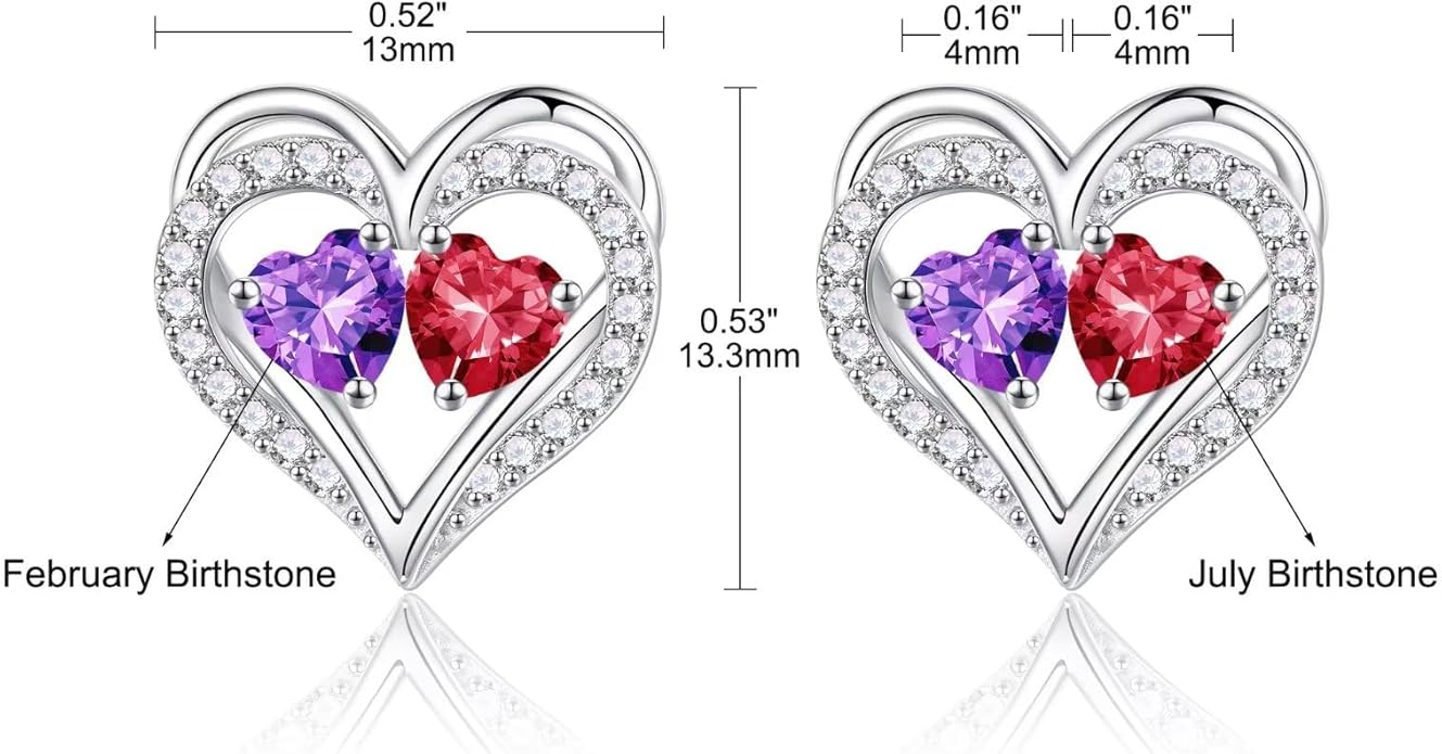 Iefil Christmas Gifts for Women Wife - 925 Sterling Silver Birthstone Earrings, Anniversary Birthday Gifts for Women Wife Girlfriend Mom