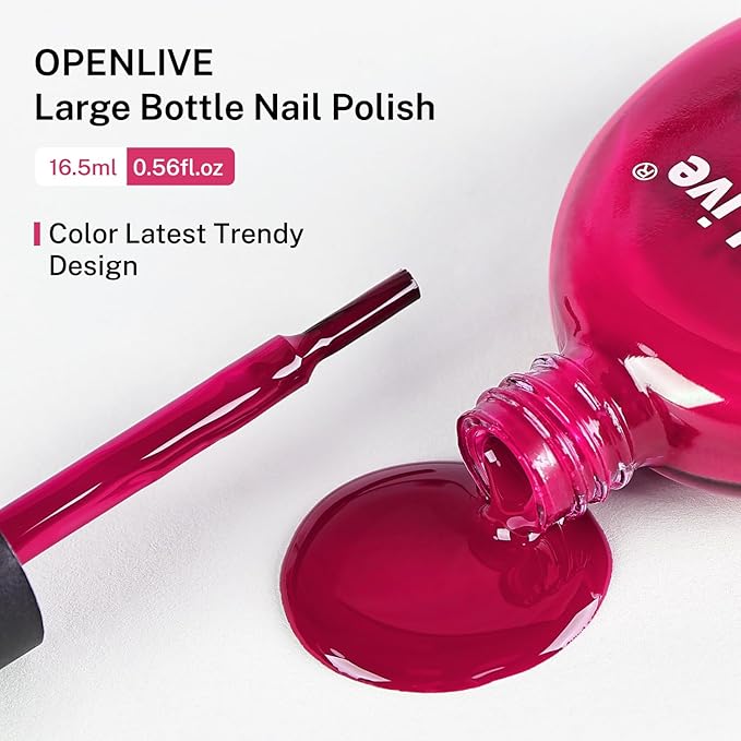 16.5ml Rose Red Nail Polish Large Volume Quick Dry Nail Polish, Long Lasting Shine, Fingernail Toenail Nail Art DIY Home Travel Nail Art Gift