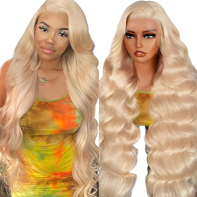 13x6 613 Lace Front Wig Human Hair 32 Inch Blonde Wig Human Hair Body Wave Glueless Wigs Human Hair 200% Density HD Lace Frontal Wigs Human Hair Pre Plucked