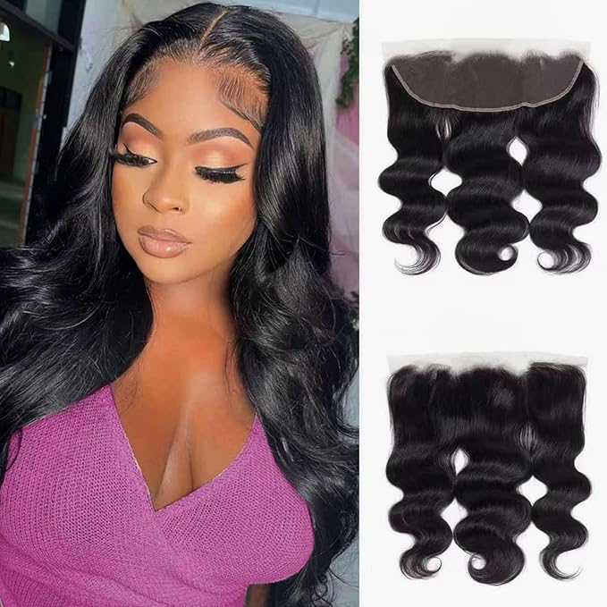 Body Wave Frontal 13 x 4 HD Transparent Lace Frontals With Bangs Baby Hair 100% Remy Human Hair Natural Color (13 x 4 Lace Frontal, 10 Inch)
