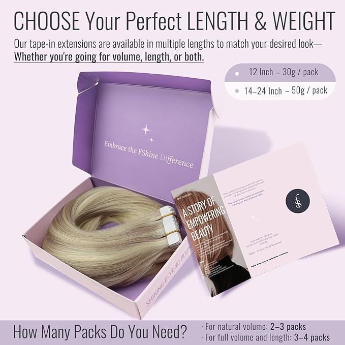 Fshine Tape in Hair Extensions 14 Inch Human Hair Balayage Golden Blonde and Platinum Blonde Tape in Extensions 20pcs 50g