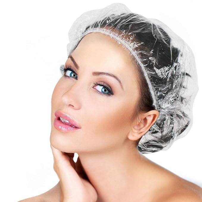 30pcs Disposable Shower Caps-Multi-Purpose Thickening Elastic Bath Cap Plastic Waterproof Clear Shower Cap Bath Shower Caps Women Spa,Men Hair Caps,Home Use,Hotel and Hair Salon, Travel.(Size 46CM)