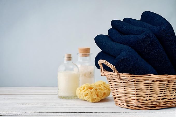 Premium Hand Towels Pack of 6 (16" x 30”) 100% Combed Ring Spun Cotton | Highly Absorbent Hand Towels Set | Ultra Soft for Home, Gym & Spa (Navy Blue)