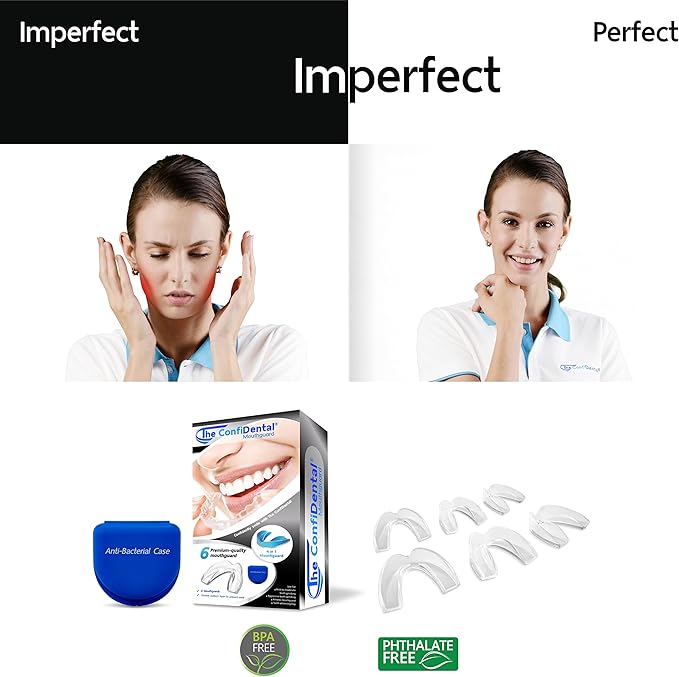 The ConfiDental - Pack of 6 Moldable Mouth Guard for Teeth Grinding Clenching Bruxism, Sport Athletic, Whitening Tray