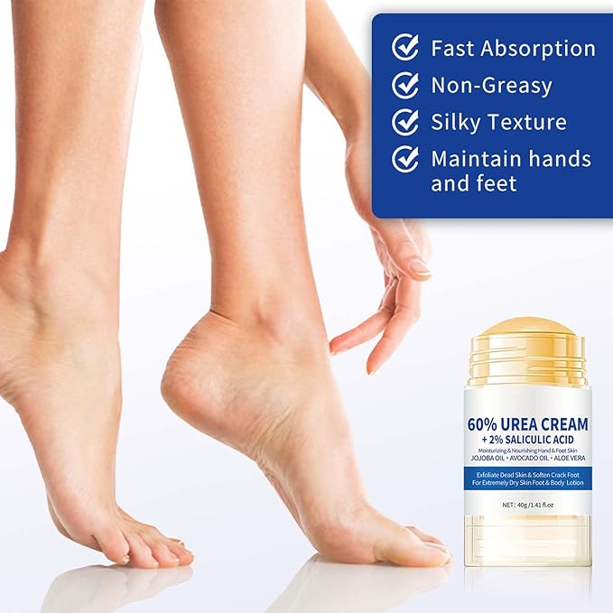 Roll On Urea Cream for Feet,Hydrating and Nourishing Foot Balm Stick,Foot Repair for Dry Skin and Rough Heels,Hands,Knees Skin Care Heel Treatment