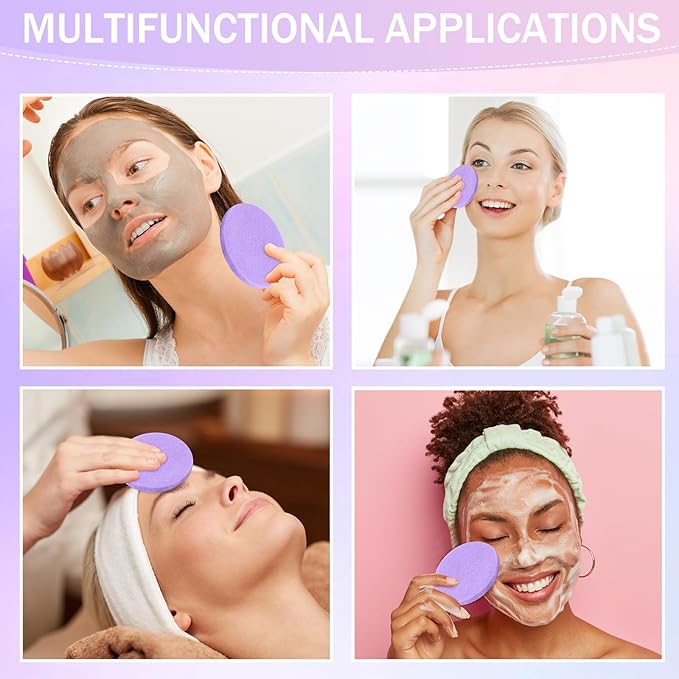 Mifoci 960 Pieces Purple Compressed Facial Sponges for Estheticians, Makeup Removal Sponge Pads for Women Spa Exfoliating Face