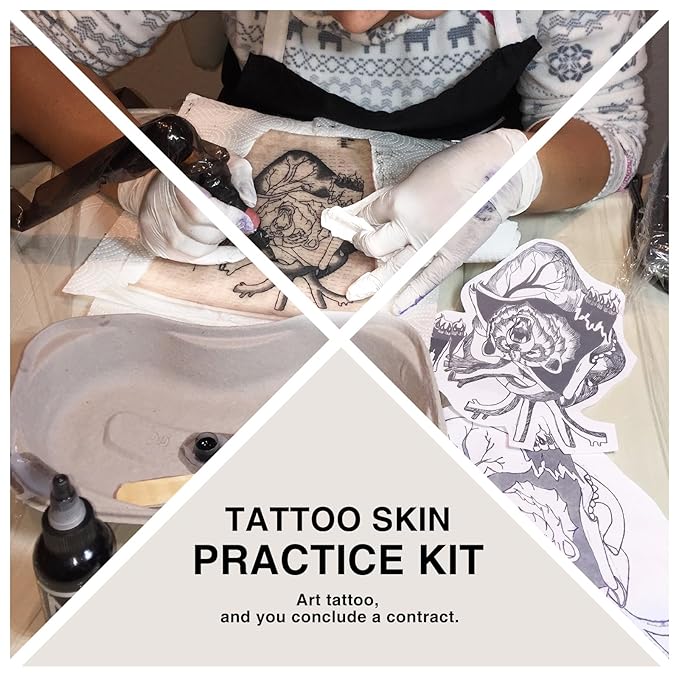 Tattoo Practice Skin with Transfer Paper, Urknall 30PCS Fake Skin and Tracing Paper Kit Including 10PCS Double Sided Skin and 20PCS Stencil Paper for Tattoo Practice Tattoo Supplies
