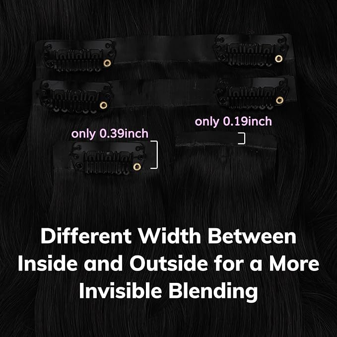 IDN BEAUTY Seamless Clip In Hair Extensions Human Hair Jet Black Real Remy Virgin Human Hair Seamless Clip Ins For Black Women PU Weft Invisible Edge Thick Soft Hair BW 110g 14 Inches