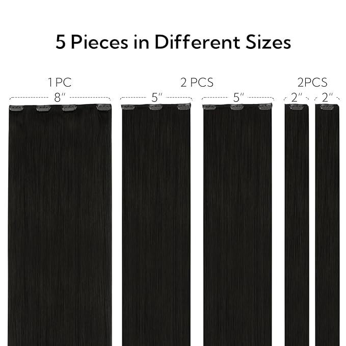 HOTBANANA Real Human Hair Clip in Hair Extensions, 5Pcs 70g 18 Inch Natural Black Straight Remy Clip in Extensions