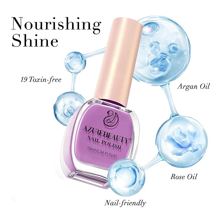 AZUREBEAUTY Nail polish，Purple Lavender Quick Dry Complete Natural Super Lustrous Nail Enamel Polish,Professional for DIY Manicure