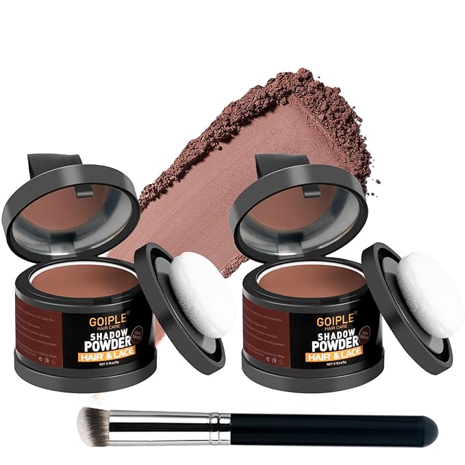 Root Cover Up Powder for Women - 3Pcs Dark Brown Hairline Powder for Bald Spots, Eyebrows, Beard Line, Light-Blonde Hair Fibers for Thinning Hair Shadow Powder
