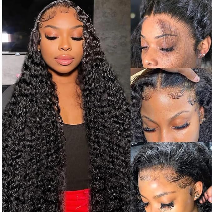 26 Inch Lace Front Wigs Human Hair 13X6 Deep Wave Lace Front Wigs Human Hair Pre Plucked Glueless HD Lace Frontal Wig 200 Density Deep Curly Lace Frontal Wigs for Women Natural Color
