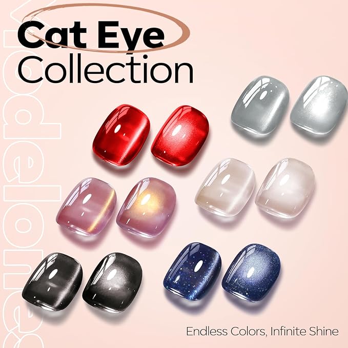 modelones Silk Cat Eye Gel Nail Polish Nude Silver Moonlight Glitter Holographic Glass Cat Eye Summer Jelly Shimmer Reflective Translucent U v Gel Magnetic Nail Polish 15 ML