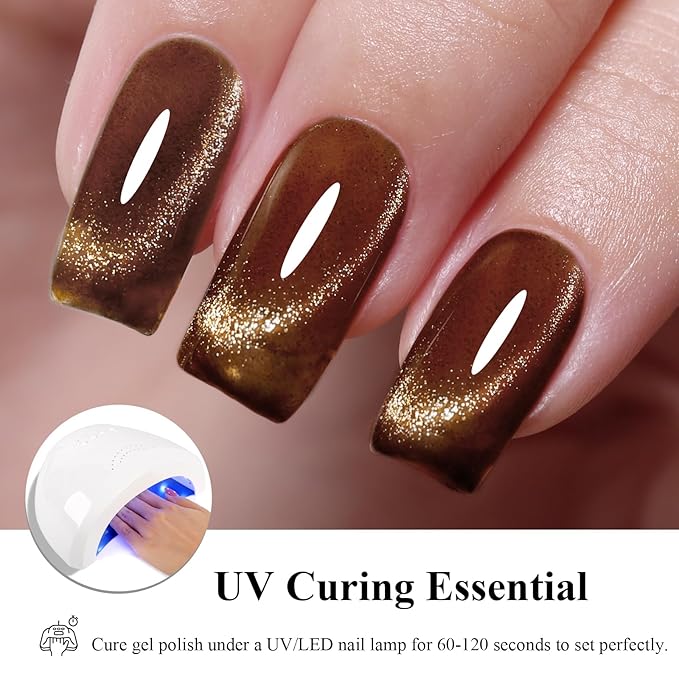 10ml Hema Free Brown Cat Eye Gel Nail Polish Glowing Amber Color Glitter Gel Polish with Magnet Soak Off Manicure Art DIY Salon