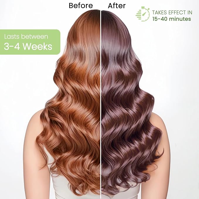 Cherry Brown Hair Dye Shampoo 3-in-1, Instant Natural Hair Color Shampoo for Women Men Champu Para Canas Mujer, Lasting 3-4 Weeks & Easy to Use & All Hair Types & Root Touch Up, 500ml